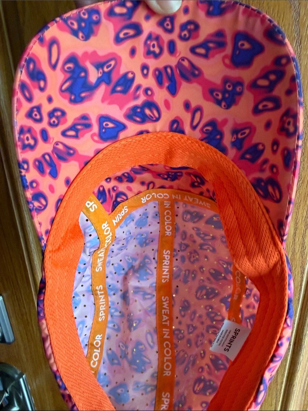 Sprints Pink-purple-orange running  Cap with Purple Leopard Print